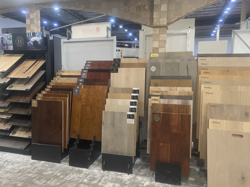 Hardwood and laminate flooring samples