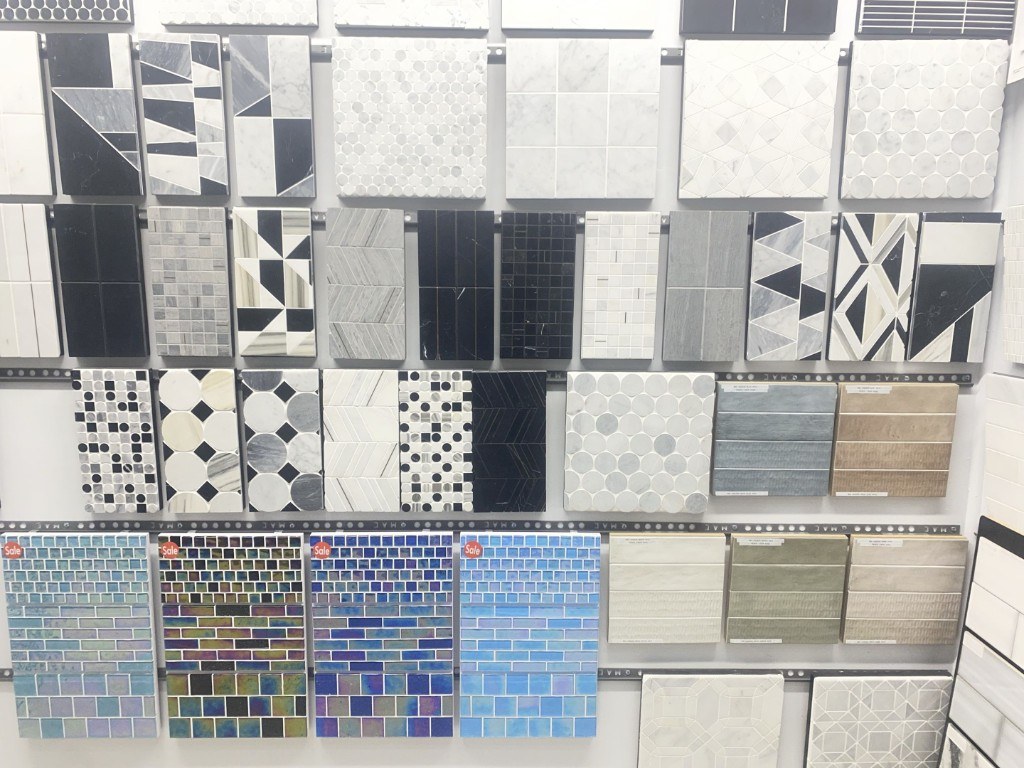 Wall-mounted tile samples